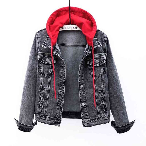 

women's fur & faux autumn winter denim jacket women hooded removable long sleeve vintage loose jeans coat female plus size harajuk, Black
