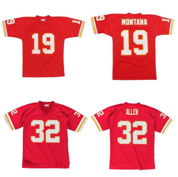 

stitched football jersey 19 joe montana 32 marcus allen 1994 mitchell & ness retro rugby jerseys men women youth s-6xl, Black;red
