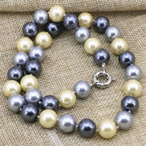 

chains 3 color 8mm 10mm 12mm 14mm round simulated-pearl shell beads necklace chain women weddings party choker diy jewelry 18inch b3216, Silver