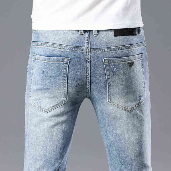 

men's aj spring and summer jeans slim little feet blue