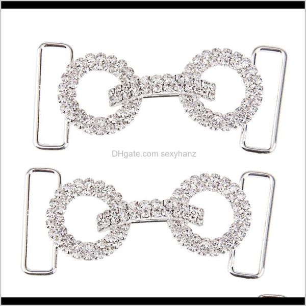 Notions de costura Ferramentas de vestuário entrega 2021 2pcs anel duplo Crystal Rhinestone Buckle Bikini Chain Conectores laterais VO0DB