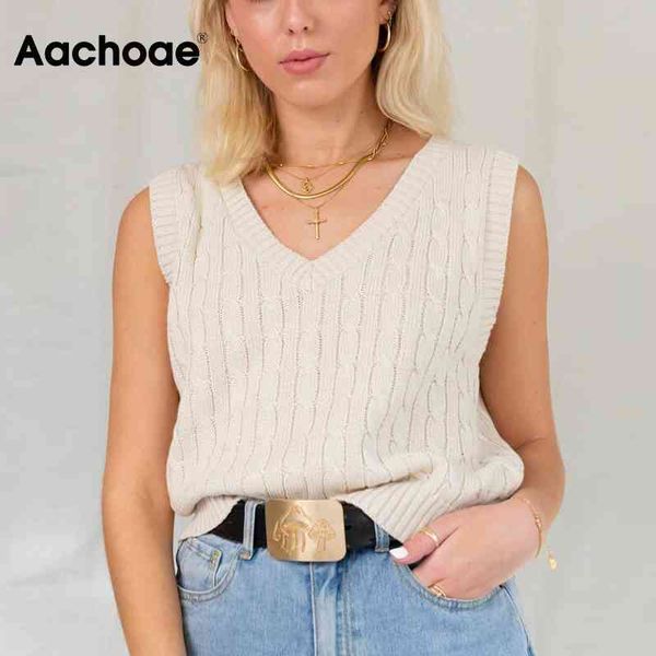 

casual knitted vest sweater women v neck sleeveless twist pullover solid color ladies waistcoat spring 210413, White;black