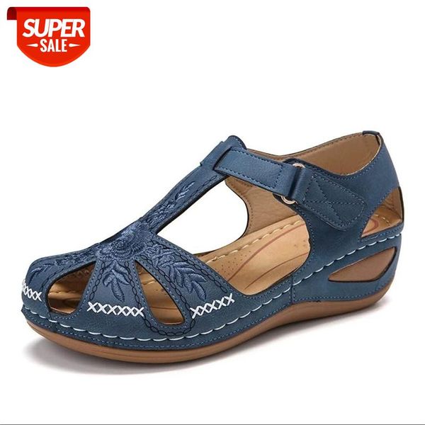 

women's sandals 2020 summer rome vintage hollow out wedge heels platform ladies shoes hook loop embroidery sewing female sandal #xf8l, Black
