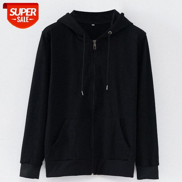 

spring ins super fire casual all-match hooded sweater men's loose long-sleeved zipper cardigan couple jacket #bt8i, Black