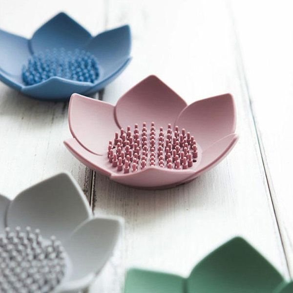 

soap dishes portable silicone lotus shape box drain holder bathroom shower storage travel supplies gadget