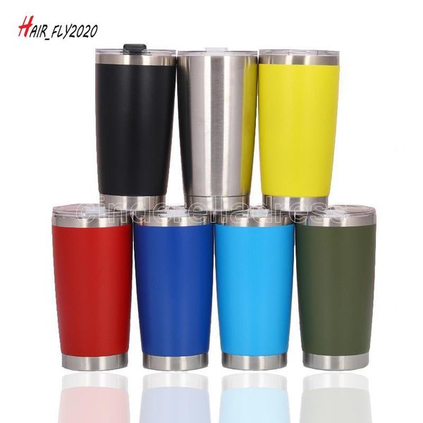 

18 colors 20 oz stainless steel tumbler cup travel beer mug water bottle with lid coffee mugs fy4412 us stock hm21