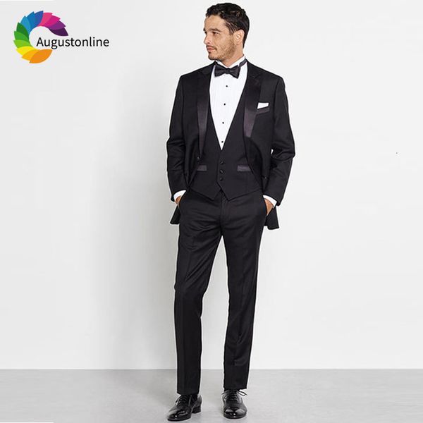 

men's suits & blazers black men wedding tuxedos business prom groom wear 3 pieces (jacket+pants+vest) slim fit costume homme blaze, White;black