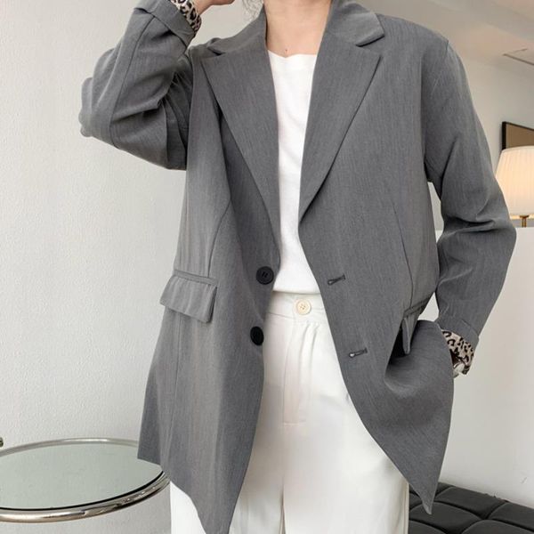 

women's suits & blazers [ewq] korea chic casual fashion women lapel solid color single-breasted loose long-sleeved blazer autumn 2021 1, White;black