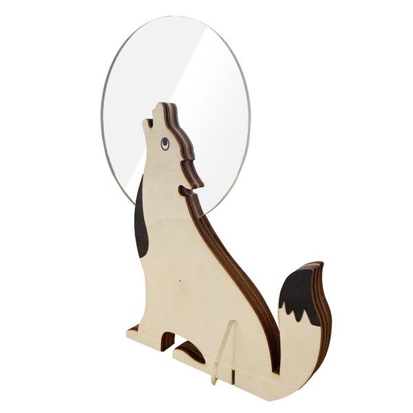 

wooden wolf head decorative lamp home decoration 3d table household children's bedroom holiday gif objects & figurines