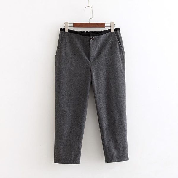 

women's pants & capris f3 autumn winter plus size women clothing ankle-length 4xl casual fashion loose woolen 9023, Black;white