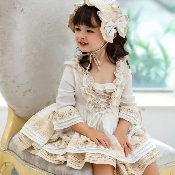 Abito da ragazza spagnola Baby Royal Princess Lolita Ball Gown Ragazze Abiti da festa di compleanno Infantile Abito di pizzo Abiti da boutique per bambini 210615