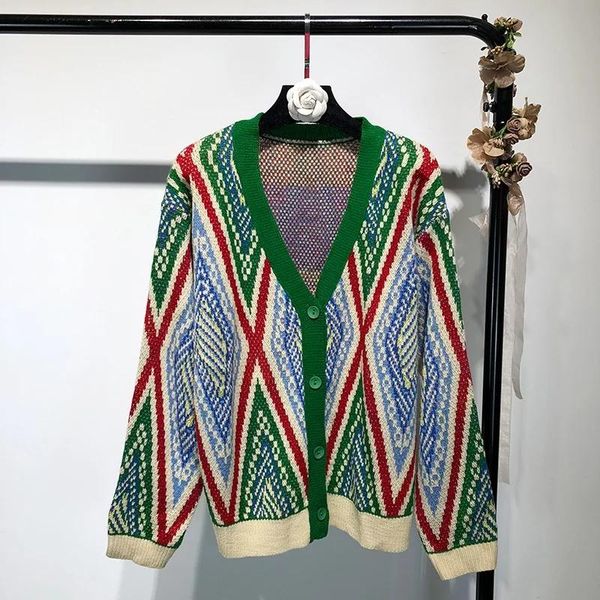 

women's sweaters whitney wang 2021 autumn winter fashion streetwear vintage style geometric cardigans women jumper cardigan, White;black