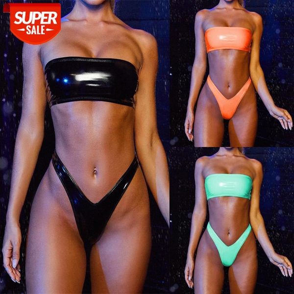 

bathing suits bikini bright leather tube swimsuit #ap4k, White;black