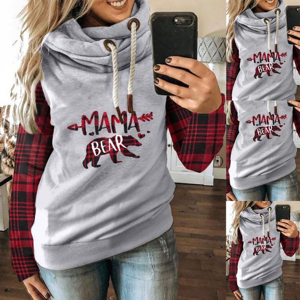 

women's sweatshirt mama bear color block hooded long sleeve fashionable xin- hoodies & sweatshirts, Black