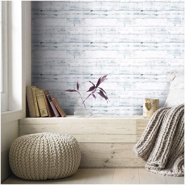 

peel and stick wood wallpaper shiplap light grey/white/blue distressed plank removable self-adhesive 45cm*600cm wallpapers
