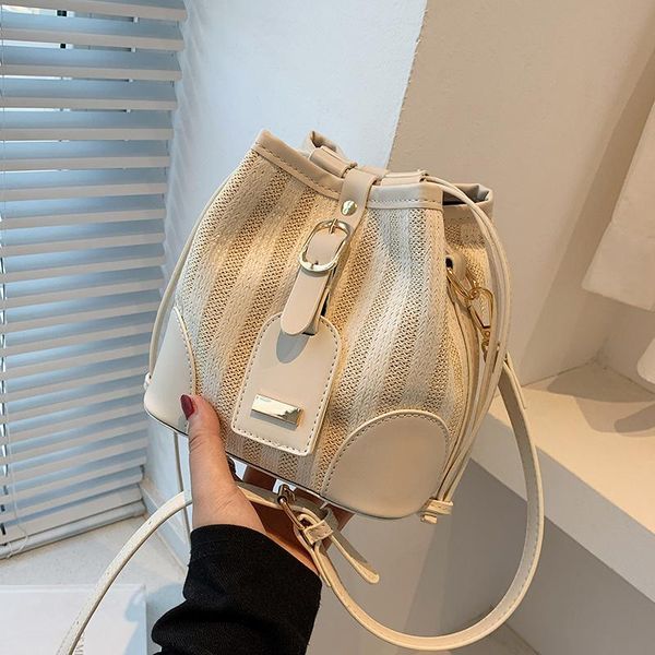 

evening bags brand design pu leather small shoulder bag weaving bucket ladies crossbody for women 2021 summer handbag