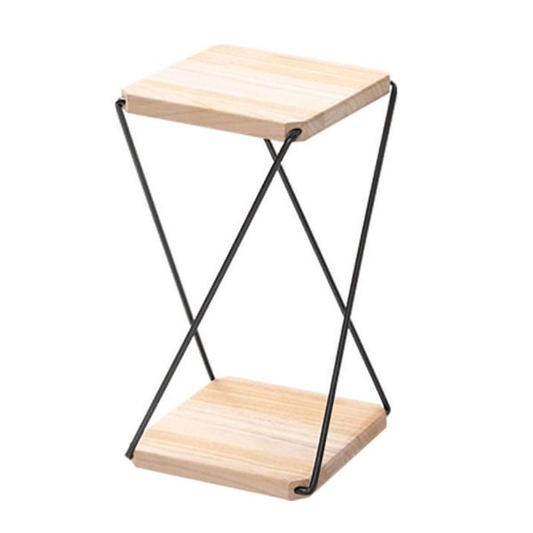 

hooks & rails wooden flower stand 2-layer floor-standing potted plant holder iron succulent pot advantage