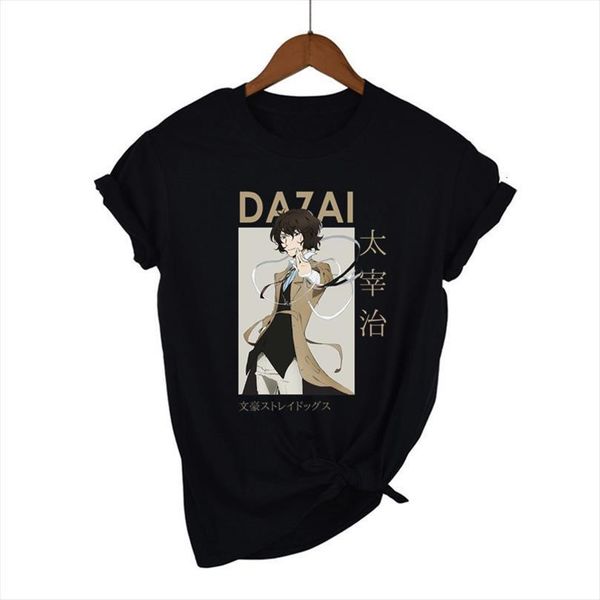 

bungo stray dogs men harajuku mens t shirt anime osamu dazai nakajima atsushi short sleeve black graphic cartoon, White;black