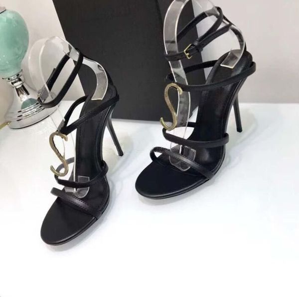 

custom made suede inside luxury designer metal strip black patent leather thrill heel pumps women tribute sandals. mjkh002
