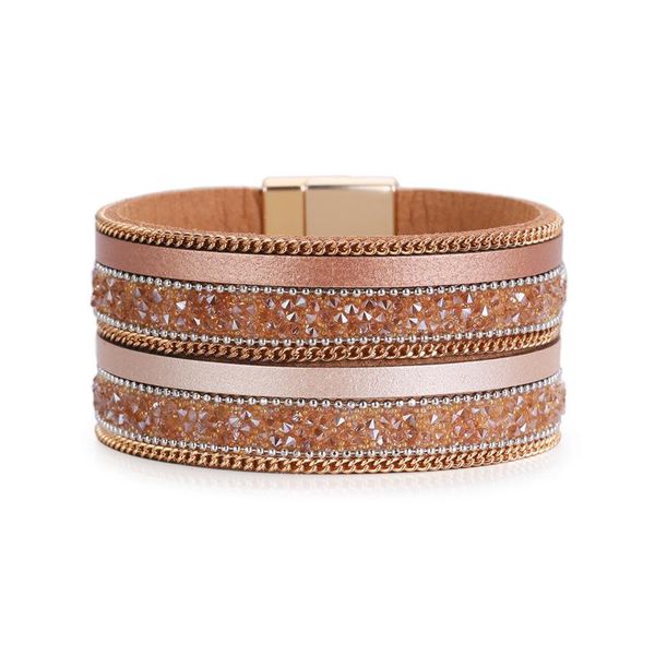 

bangle ornapdia bohemia style ethnic bracelet wide-sided magnetic buckle ladies girls wholesale, Black