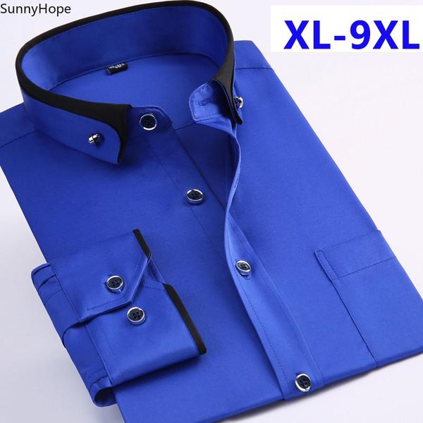 

men's dress shirts spring commercial easy care shirt male oversize long-sleeve fashion formal plus size, White;black