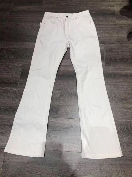 

women's jeans [elfstyle] - white denim flared cuffs low waist fashion woman trousers, Blue