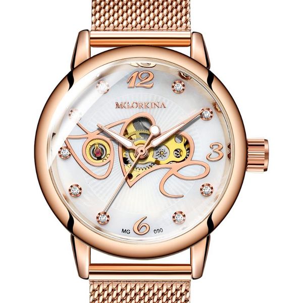 

rose gold luxury automatic watch women classic fashion diamond love's clock designer ladies watches 2021 wrist for wristwatches, Slivery;brown