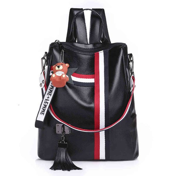 

2021 large capacity leisure versatile pu ribbon small monster backpack women's bag trend