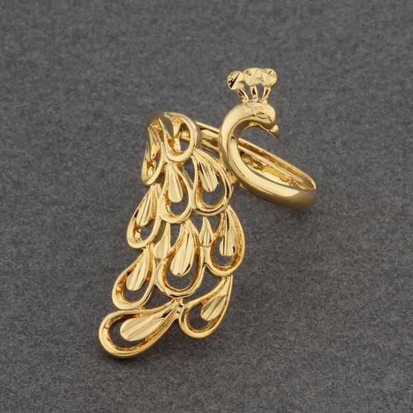 

wedding rings luxury gold color peacock shape design women open ring women's statement jewelry style 2021 trend, Slivery;golden