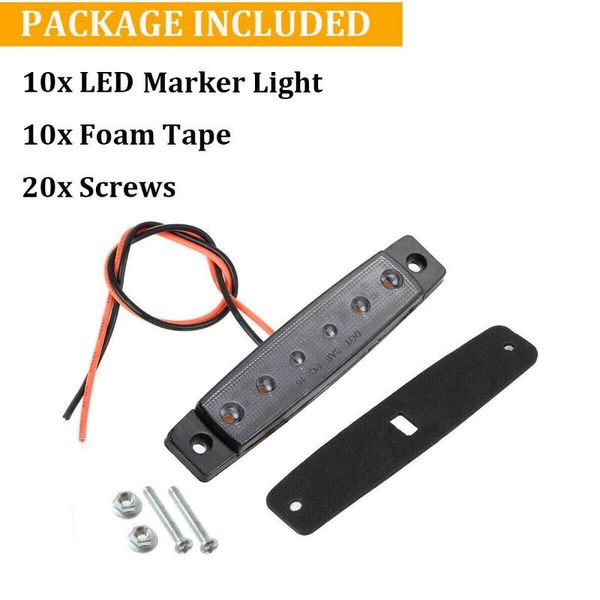 

emergency lights tail marker 10pcs trailer 3.8\\\" universal 6led accessory amber red