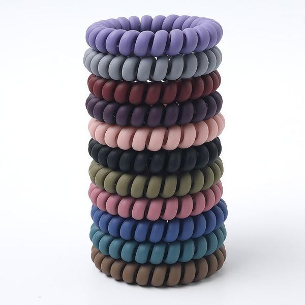 

11pcs women macolors thick big telephone wire rubber bands stretchy deep colors non-mark spiral coil ropes solid hair ties1