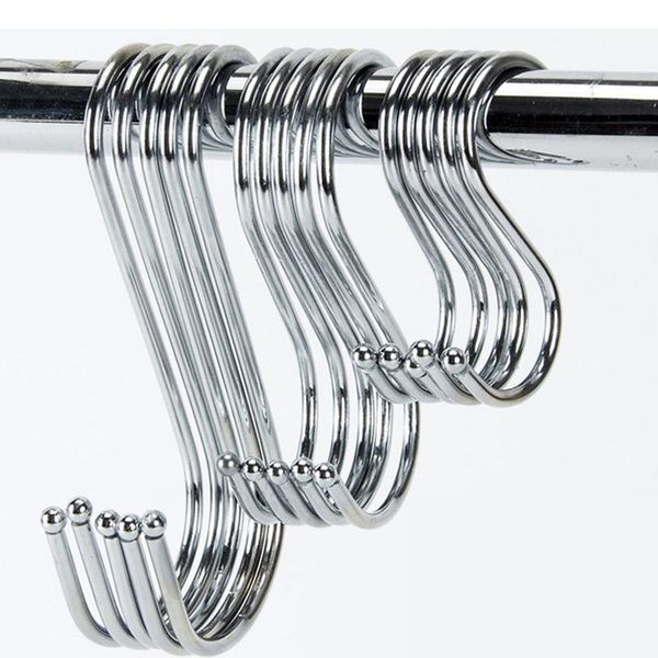 

robe hooks 6pc big medium small anti-rust metal s shaped bathroom kitchen coat multifunction storage stainless steel hook
