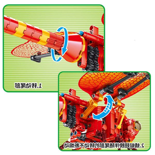 

assembled toys senbao mechanical code series 703300 red dragonfly compatible with lego puzzle diy children's building block toys