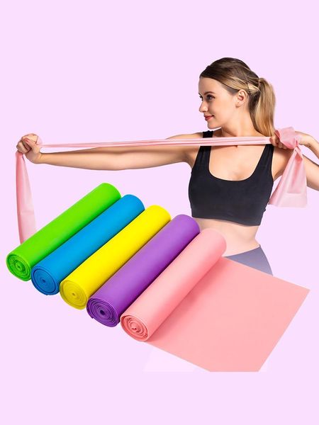 

yoga pilates rubber power resistance bands fitness exercise stretch strap indoor home gym equipment 1.5/1.8m