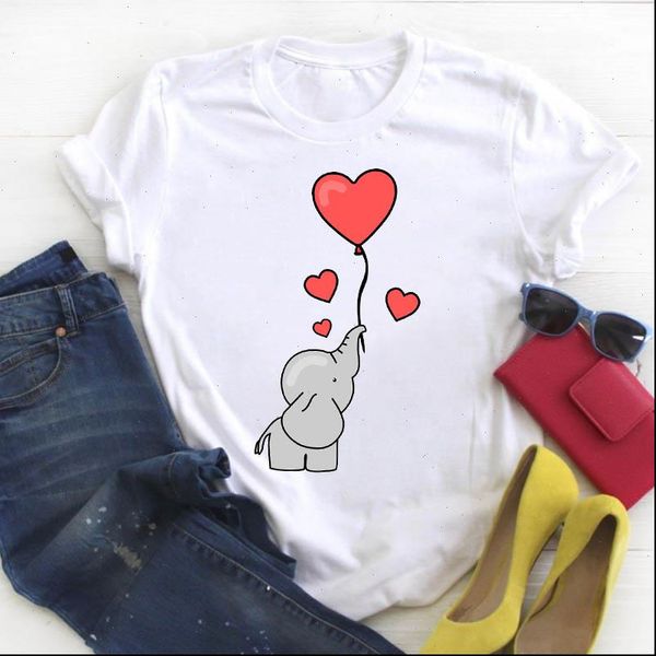 

womens t shirt women lady love 90s cute funny printed animal summer ladies tee female clothes graphic, White