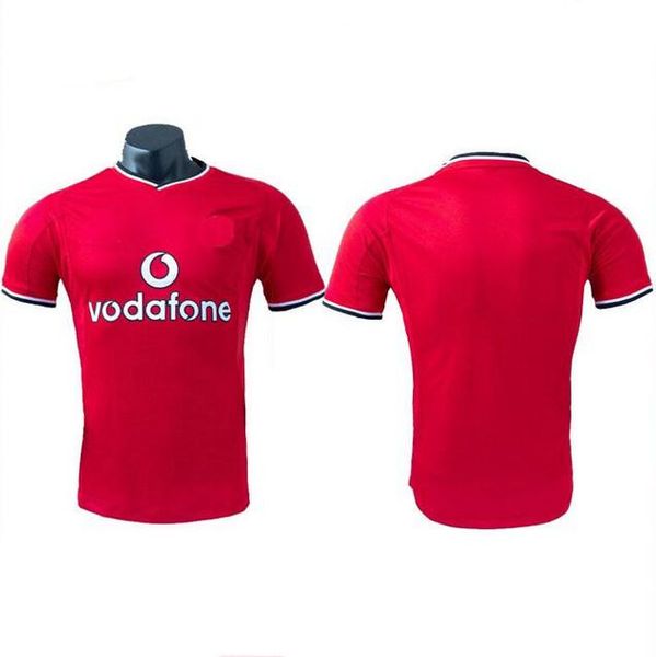 

2000/2001 retro edition united white soccer jersey 00/01 manchester home red soccer shirt man ucl final match utd football uniform, Black;yellow
