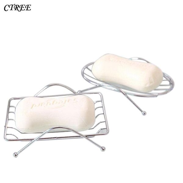 

creative simple stainless steelt soap case drain rack electroplate non-slip wash shower dish bathroom supplies c49 dishes