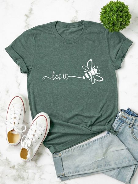 

plus letter & butterfly print tee h746#, Black