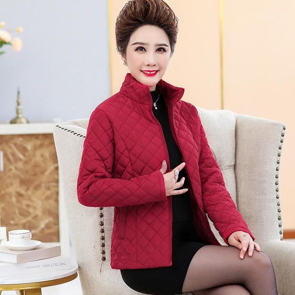 

women's down & parkas 2021 women quilted jacket autumn winter warm short middle age female cotton-padded mother cotton coat, Black
