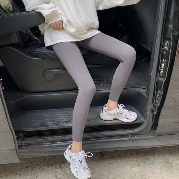 

spring ms pants high waist fashion all-match solid color slim skinny stretch women's leggings, Black