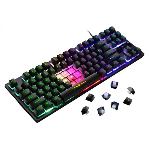 

gk-10 wired 87 keys mechanical gaming keyboard rgb backlit for pc gamer keyboards