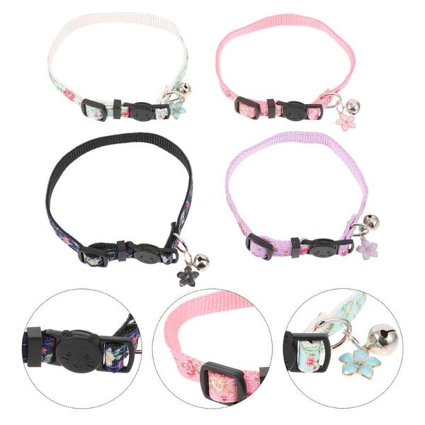 

cat collars & leads 4pcs adjustable kitten collar safety with bell pet neckwear