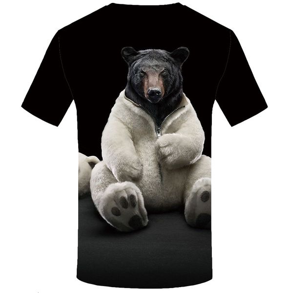 

bear tshirt men animal shirt punk rock funny t shirts hip hop tee 3d t-shirt black cool mens clothing summer new, White;black