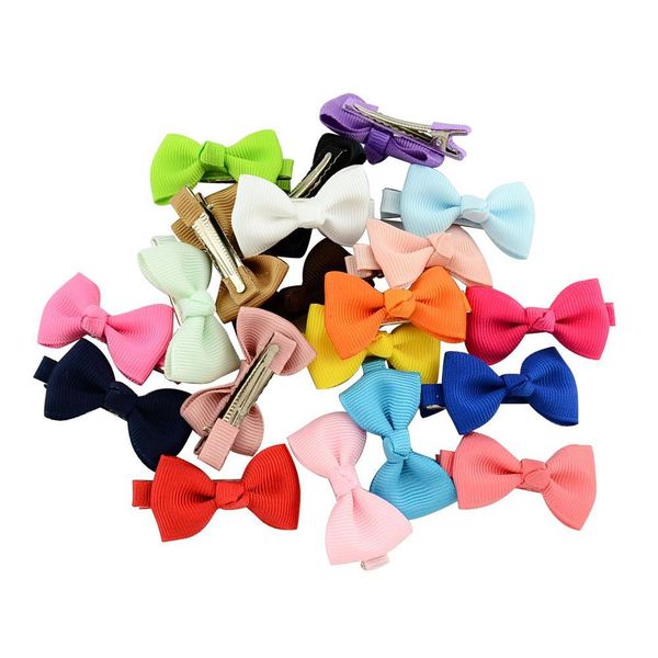 

baby girls small bowknot barrettes hairgrips solid ribbow bow safety hairclips hairpin kids hair accessories beautiful huilin, Slivery;white