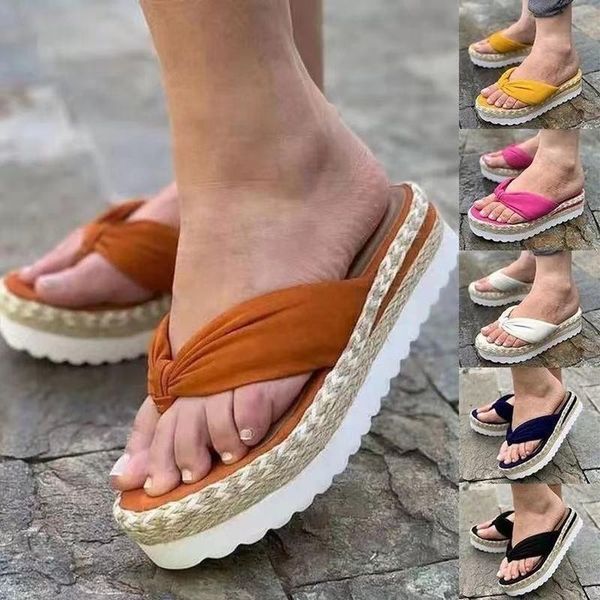 

slippers selling sandals and women 2021 fashion european american flip-flops women's rope wedges shoes, Black