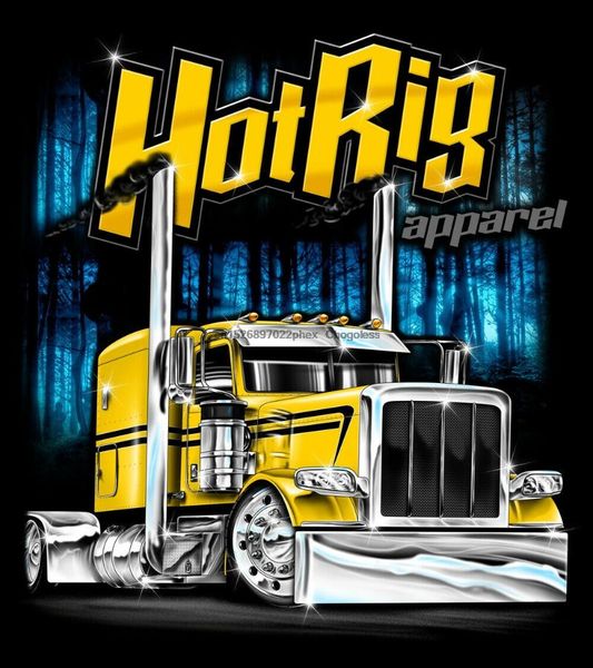 

men's t-shirts rig apparel yellow peterbilt trucker t-shirt, White;black