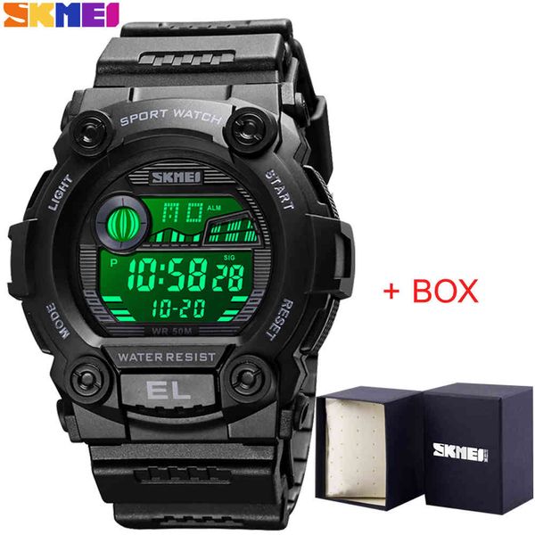 Digitale Herrenuhren SKMEI Sport FitnElectronic Chronograph Uhr LED Wasserdichte männliche Armbanduhr mit Box Relogio Masculino X0524