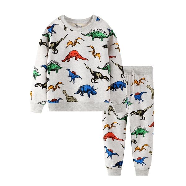 

2021 autumn fashion boys' long sleeve two piece cartoon dinosaur printed children's sweater set, Black;white