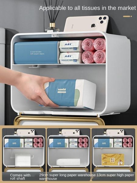 

toilet paper holders non perforated tissue box waterproof wall hanging drawer rack