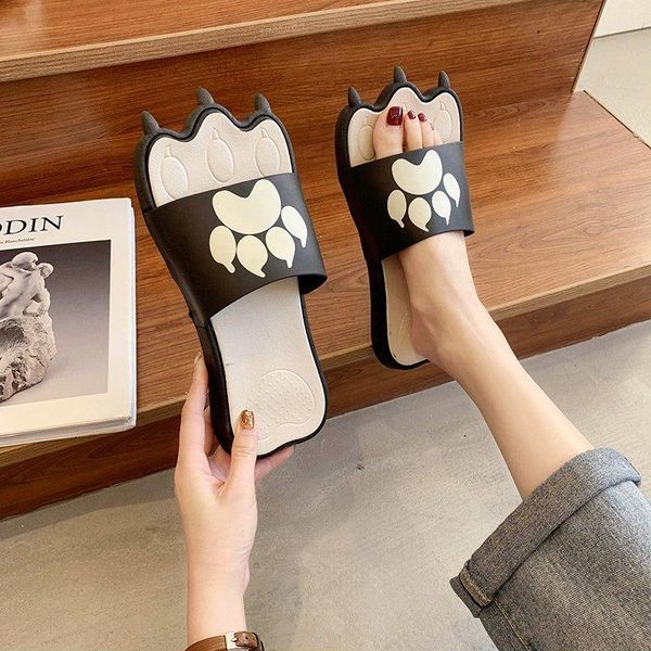 

sandals bear claw personality men and women slippers soft bottom non-slip couple home floor ladies summer shoes, Black